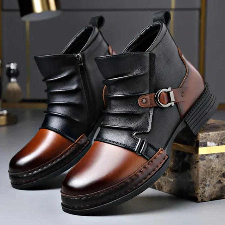 Men's Premium Ankle Boots with Adjustable Buckle and Orthopedic Sole