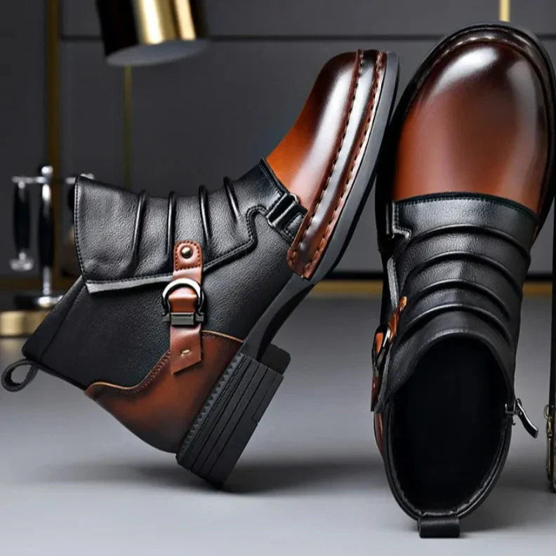 Men's Premium Ankle Boots with Adjustable Buckle and Orthopedic Sole