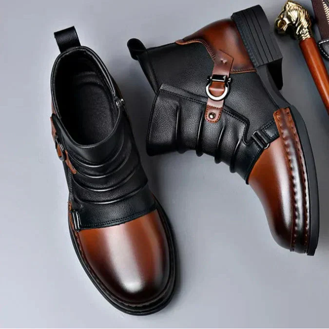 Men's Premium Ankle Boots with Adjustable Buckle and Orthopedic Sole