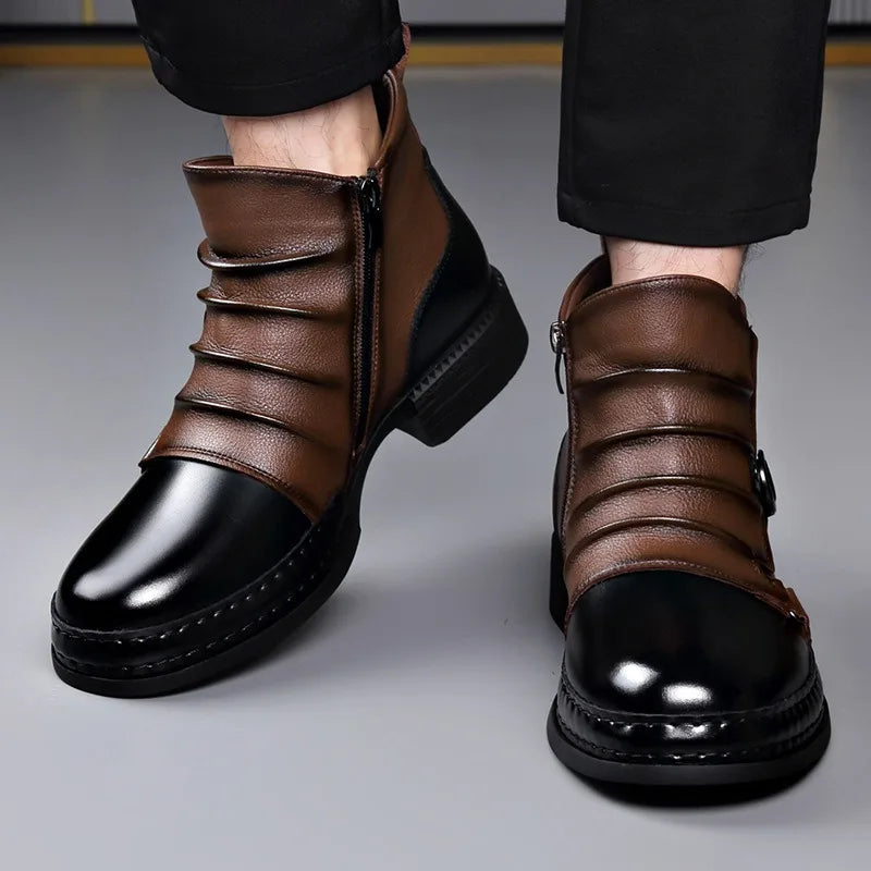 Men's Premium Ankle Boots with Adjustable Buckle and Orthopedic Sole