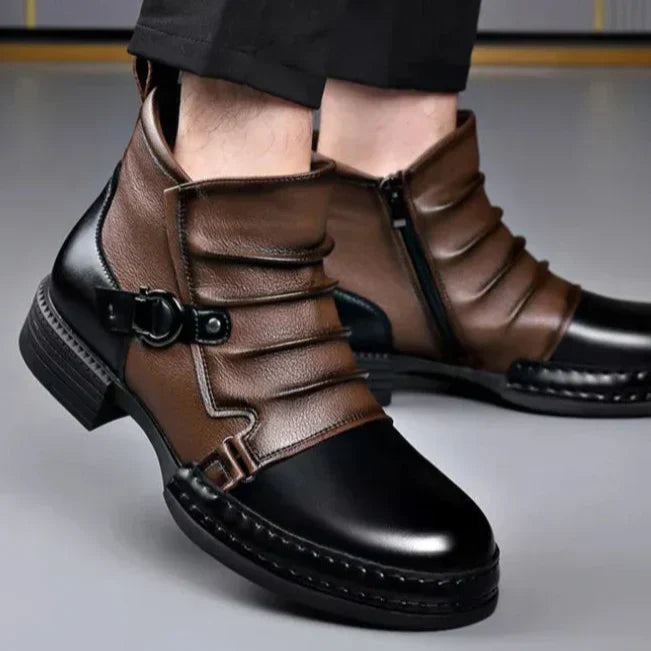 Men's Premium Ankle Boots with Adjustable Buckle and Orthopedic Sole