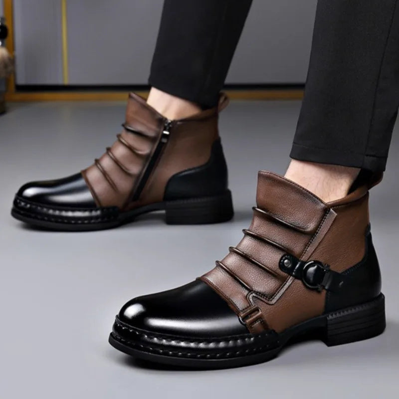Men's Premium Ankle Boots with Adjustable Buckle and Orthopedic Sole