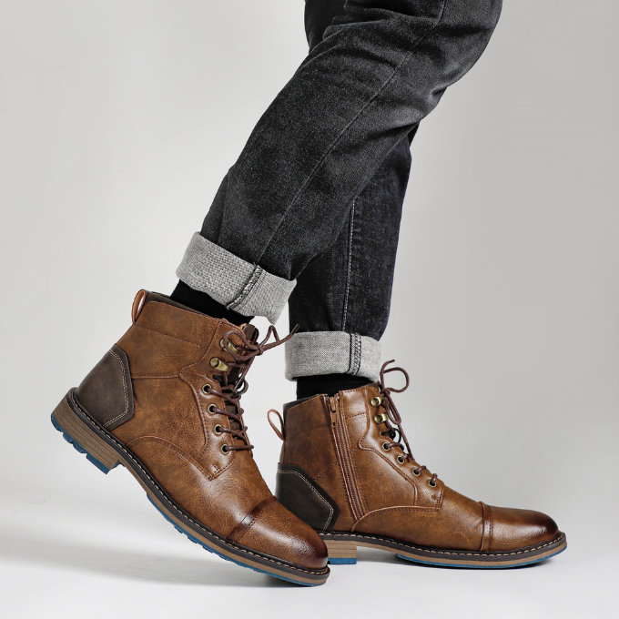 Men's Casual Premium Leather Boots with Side Zipper