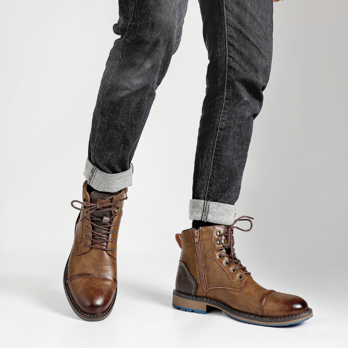 Men's Casual Premium Leather Boots with Side Zipper