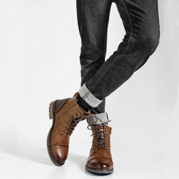 Men's Casual Premium Leather Boots with Side Zipper