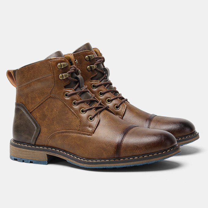 Men's Casual Premium Leather Boots with Side Zipper