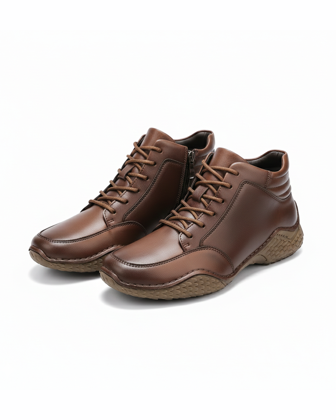 Men's Full-Grain Ankle Boots with Side Zipper and Cushioned Insole