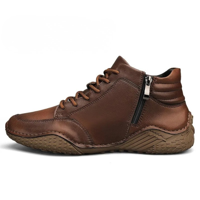 Men's Full-Grain Ankle Boots with Side Zipper and Cushioned Insole