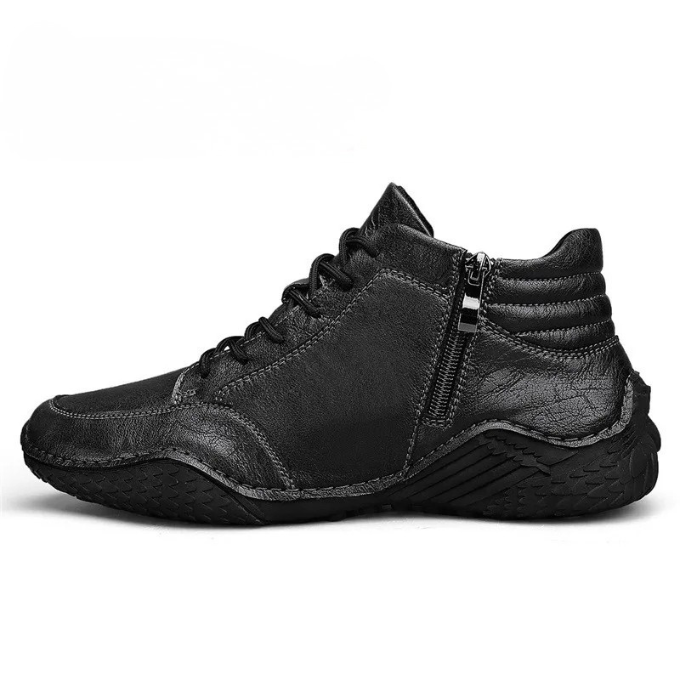Men's Full-Grain Ankle Boots with Side Zipper and Cushioned Insole
