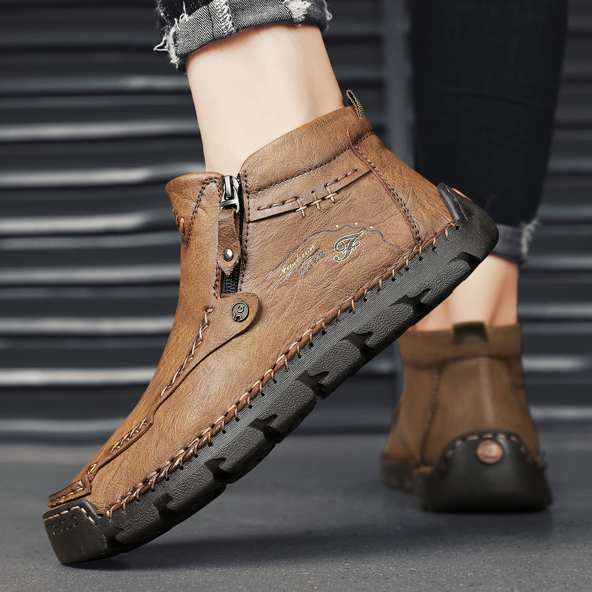 Men's Breathable Zipper Outdoor Boots