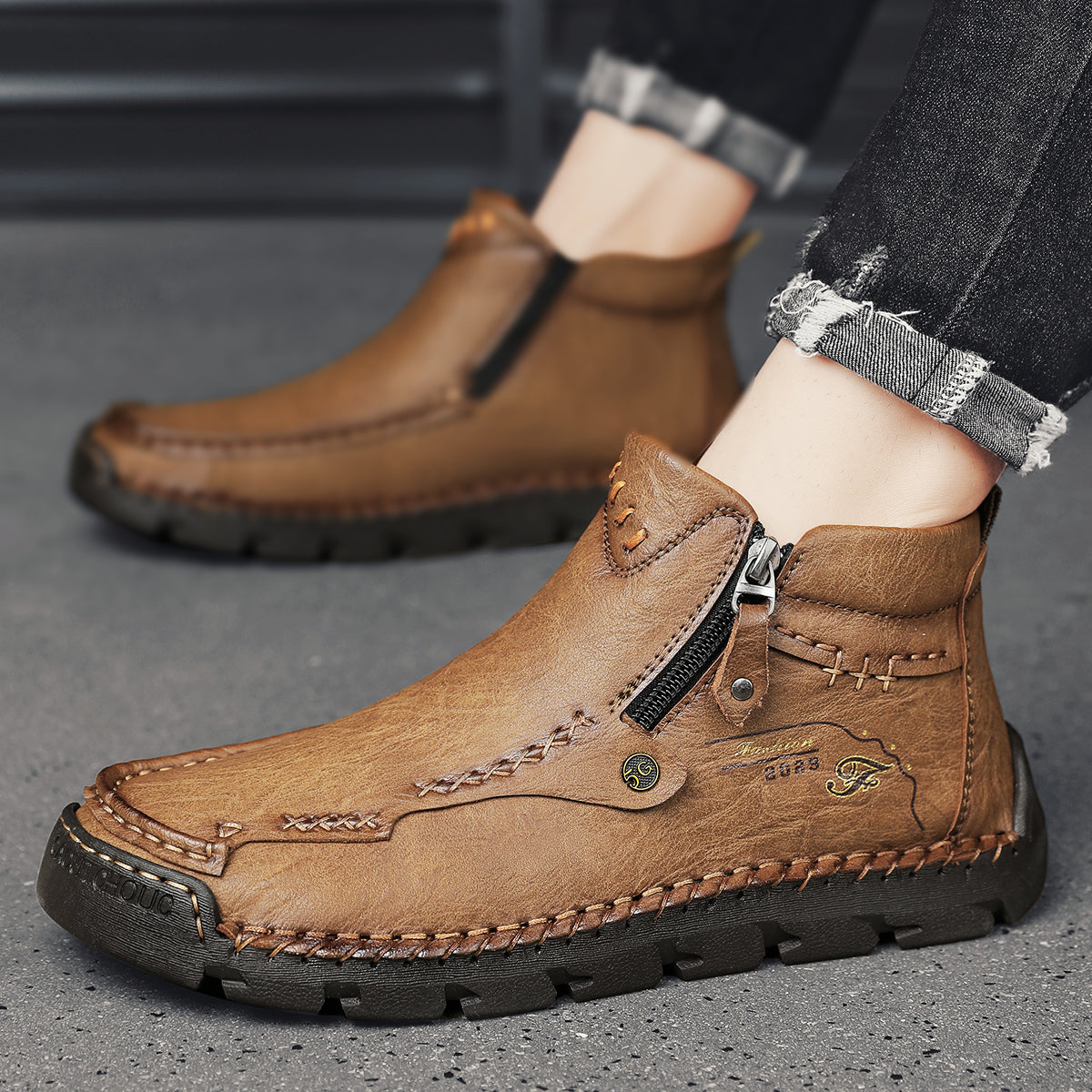 Men's Breathable Zipper Outdoor Boots
