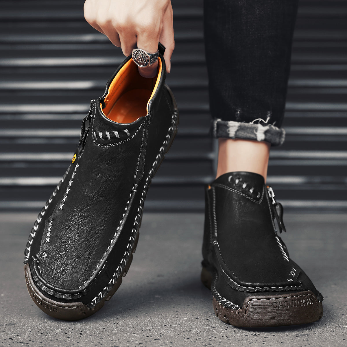 Men's Breathable Zipper Outdoor Boots
