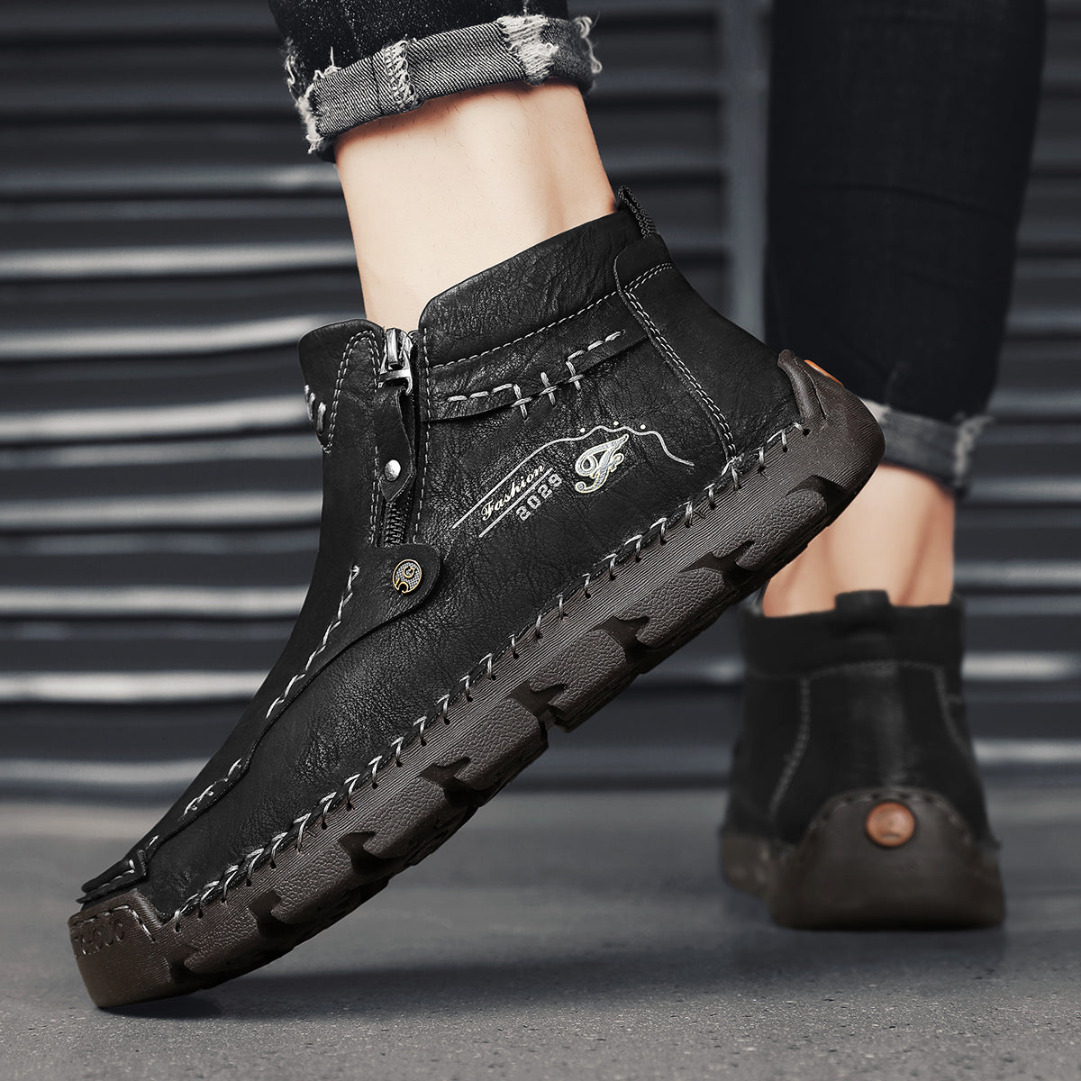 Men's Breathable Zipper Outdoor Boots