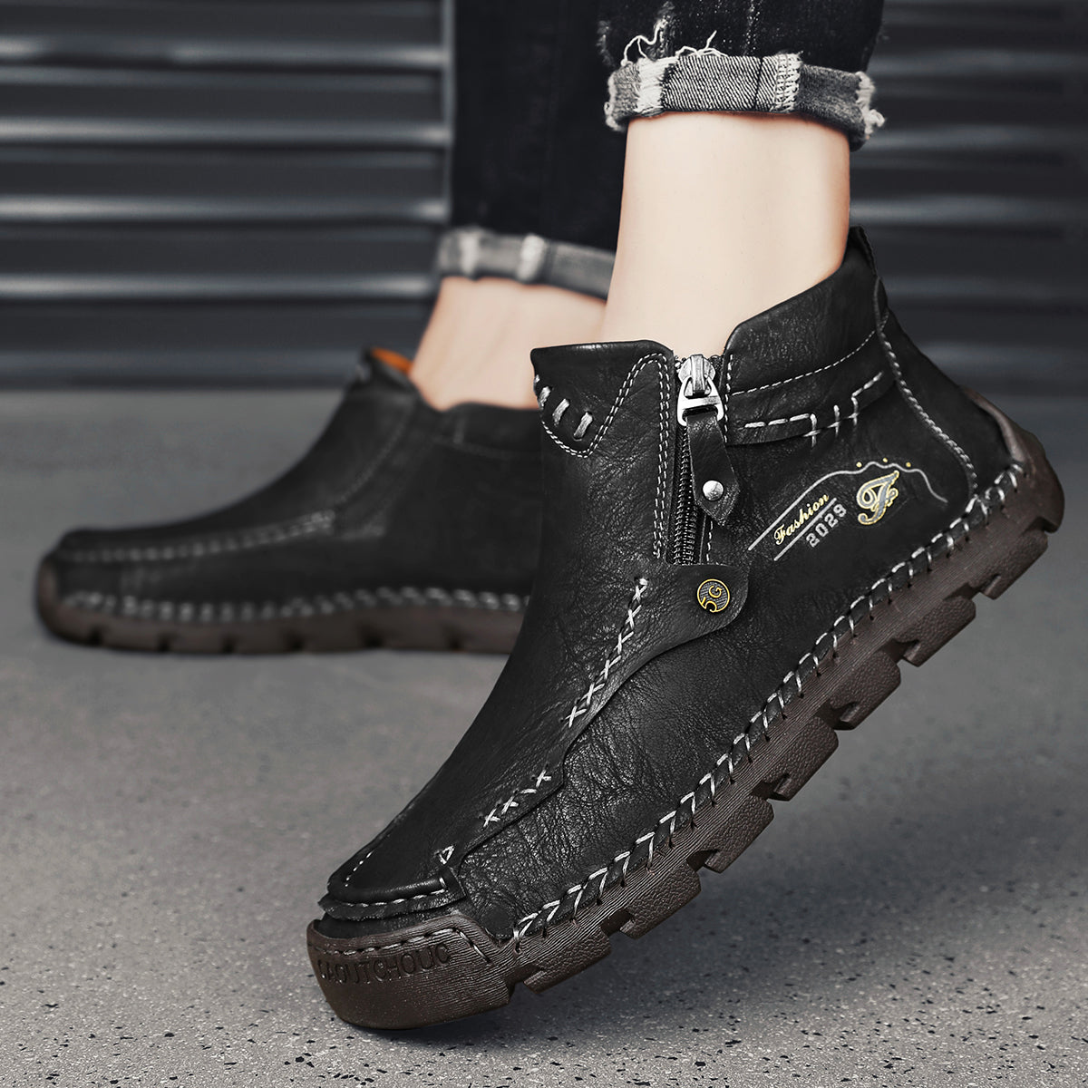 Men's Breathable Zipper Outdoor Boots