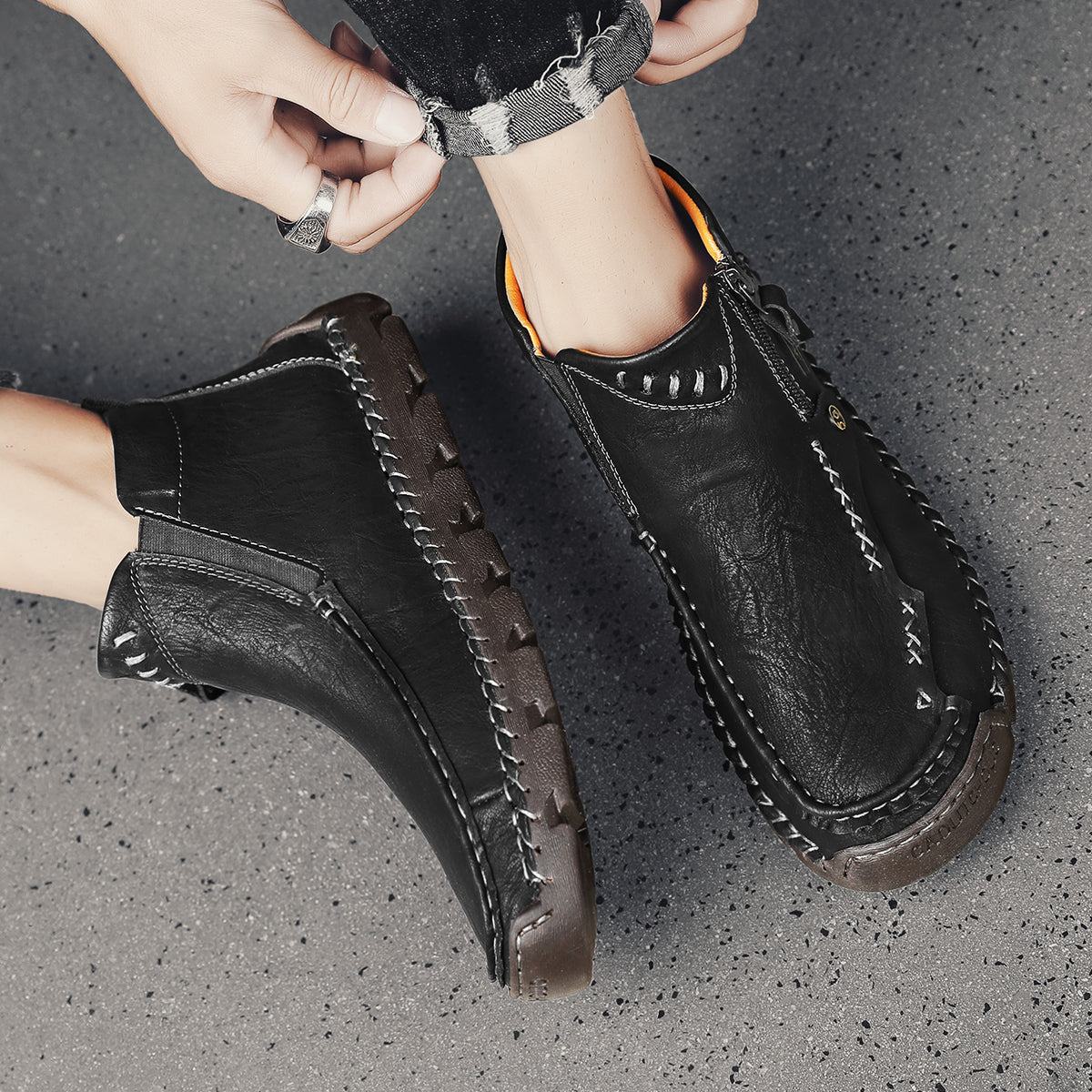 Men's Breathable Zipper Outdoor Boots