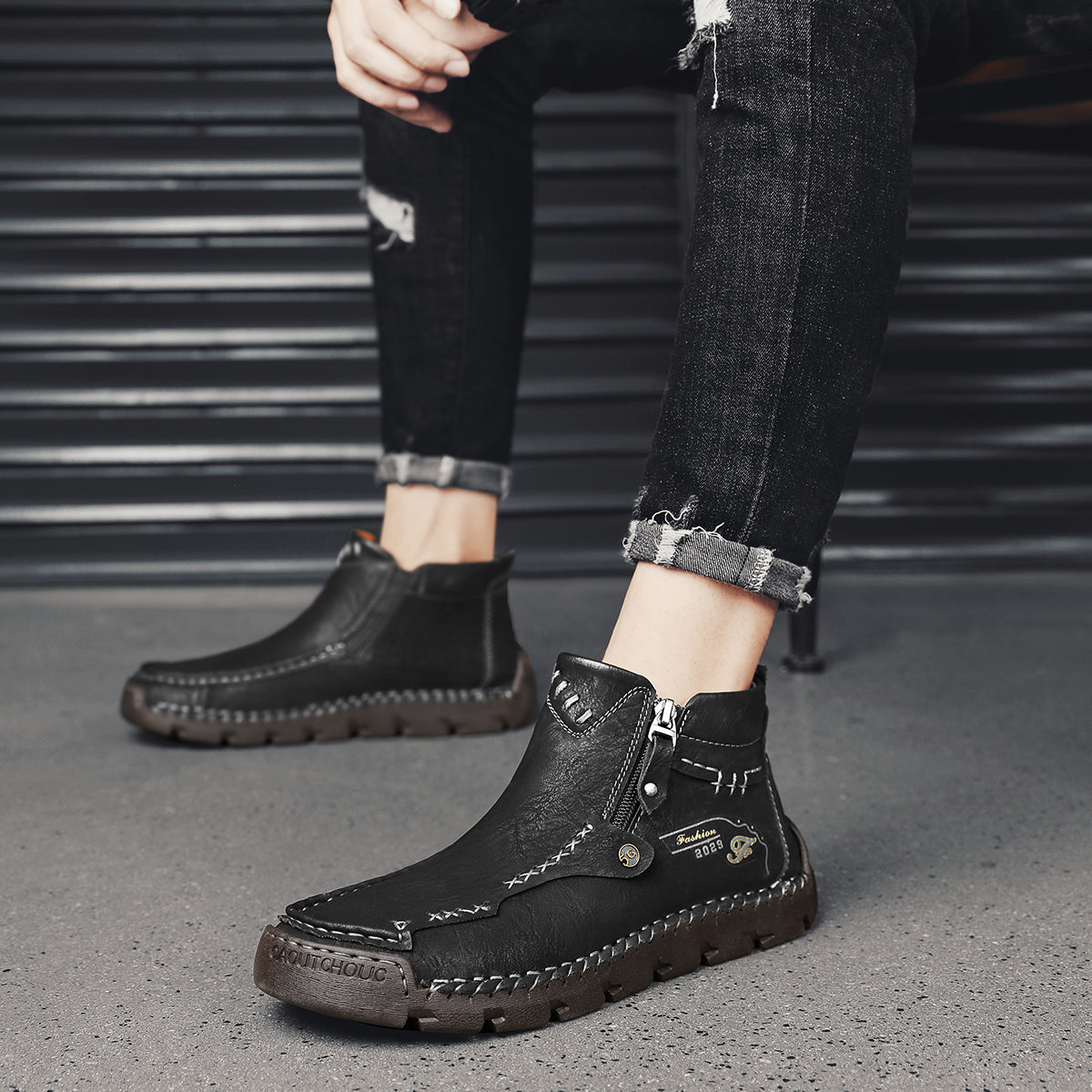 Men's Breathable Zipper Outdoor Boots