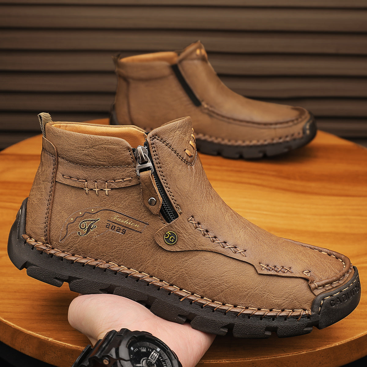 Men's Breathable Zipper Outdoor Boots