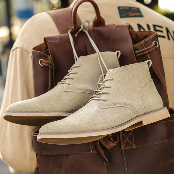 Men's Soft Leather Chukka Boots with Supportive Ankle Design