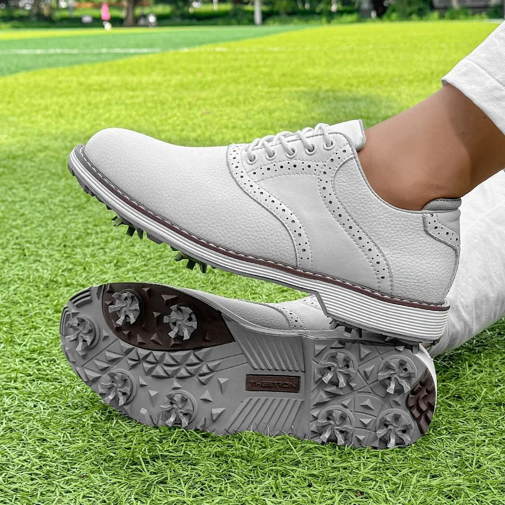 Men's Water-Resistant Spiked Golf Brogue Shoes