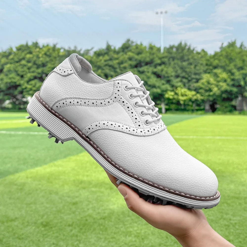 Men's Water-Resistant Spiked Golf Brogue Shoes