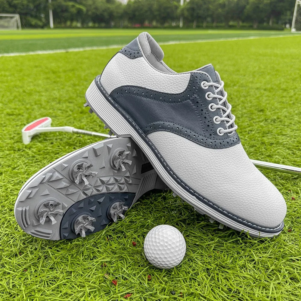 Men's Water-Resistant Spiked Golf Brogue Shoes