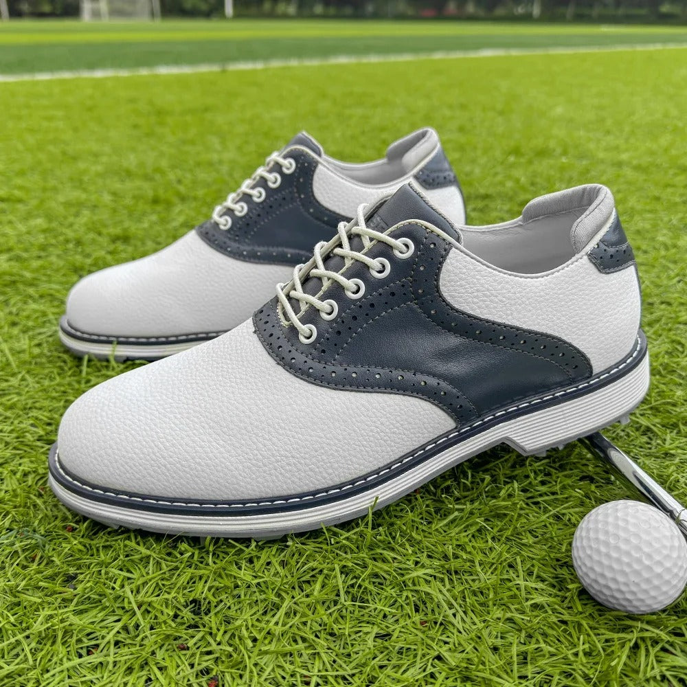 Men's Water-Resistant Spiked Golf Brogue Shoes