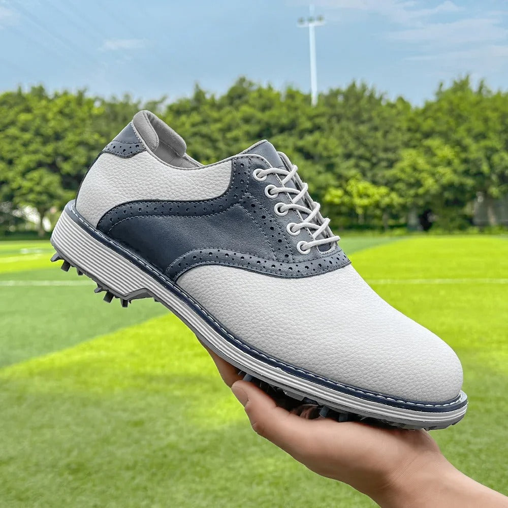 Men's Water-Resistant Spiked Golf Brogue Shoes