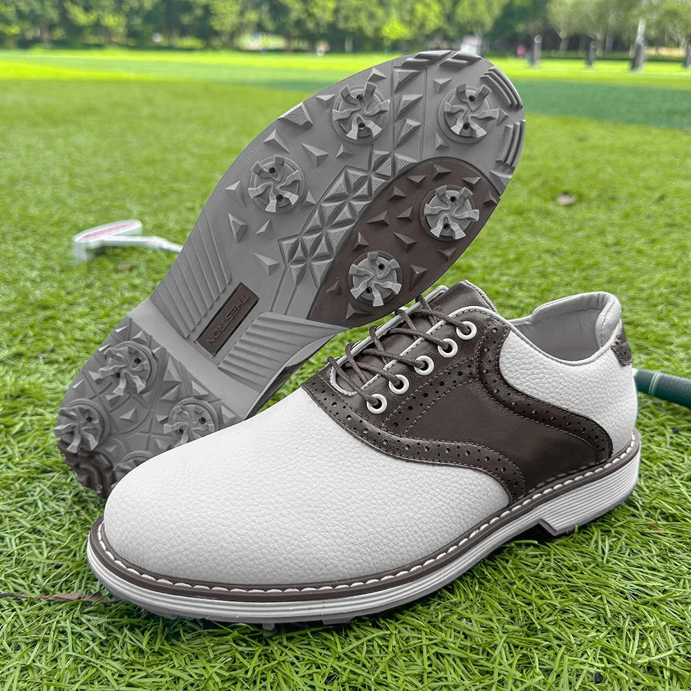 Men's Water-Resistant Spiked Golf Brogue Shoes