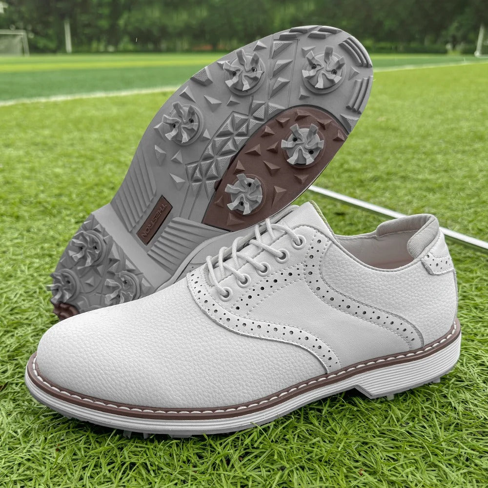 Men's Water-Resistant Spiked Golf Brogue Shoes