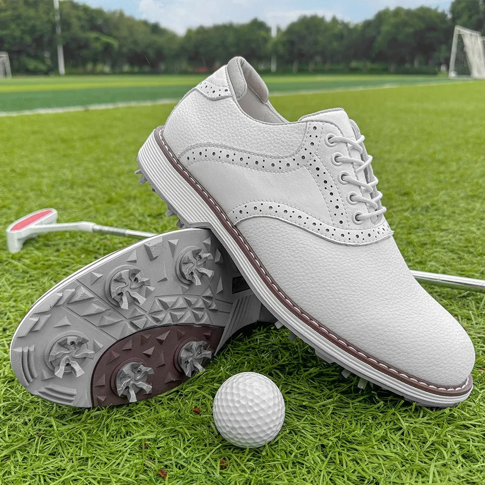 Men's Water-Resistant Spiked Golf Brogue Shoes