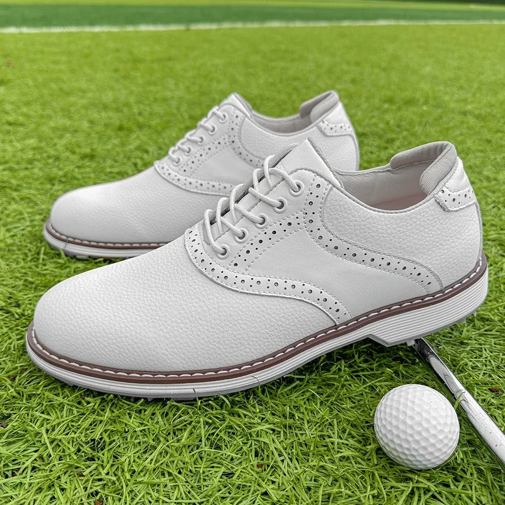 Men's Water-Resistant Spiked Golf Brogue Shoes
