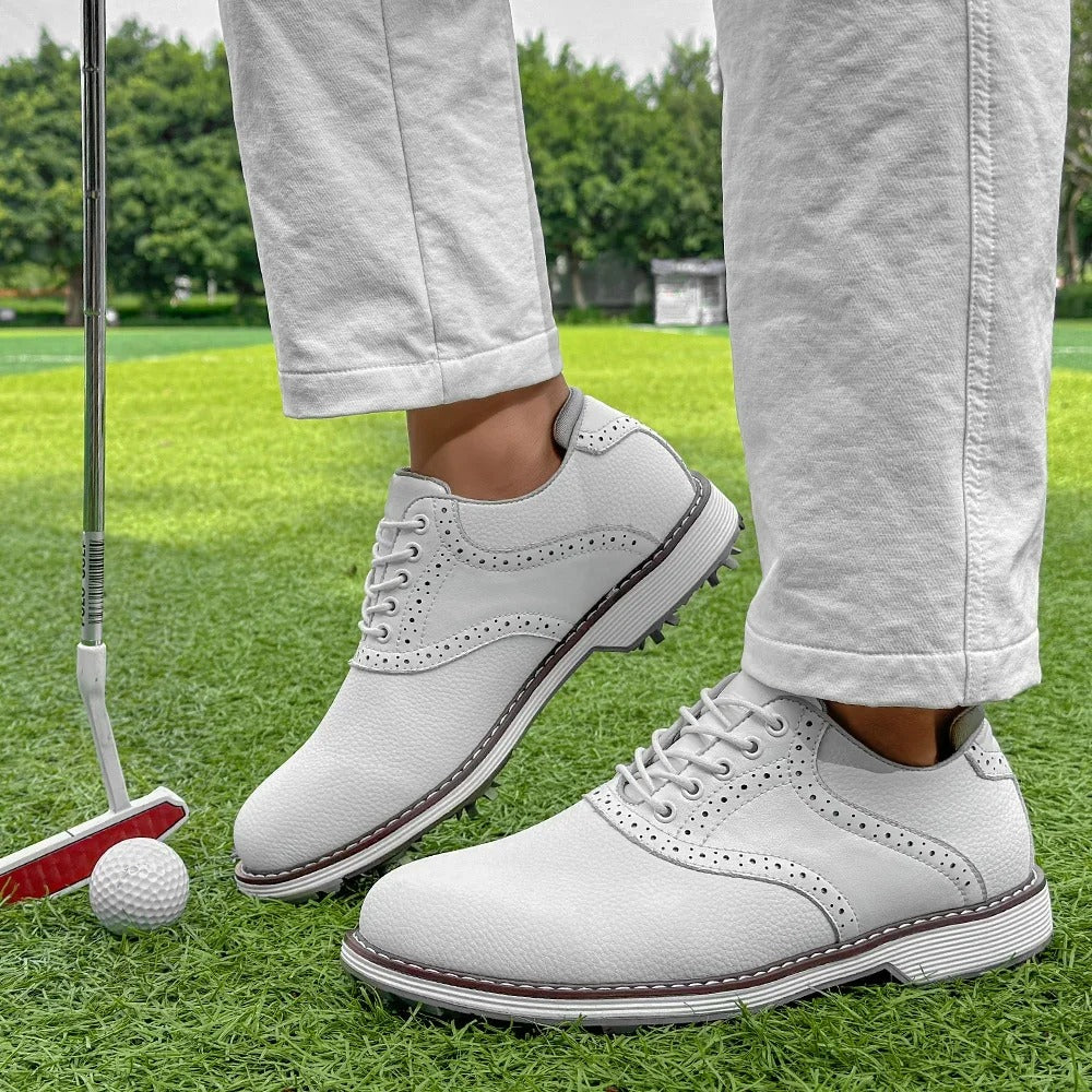 Men's Water-Resistant Spiked Golf Brogue Shoes