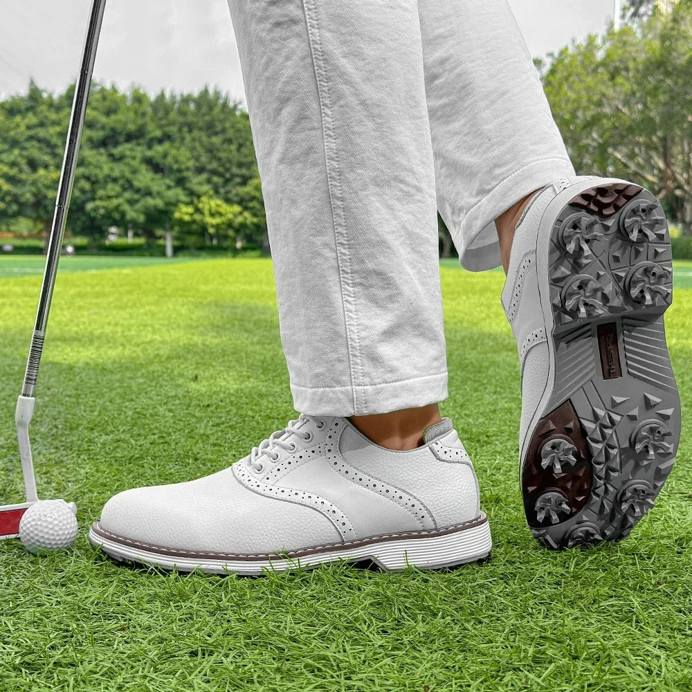 Men's Water-Resistant Spiked Golf Brogue Shoes