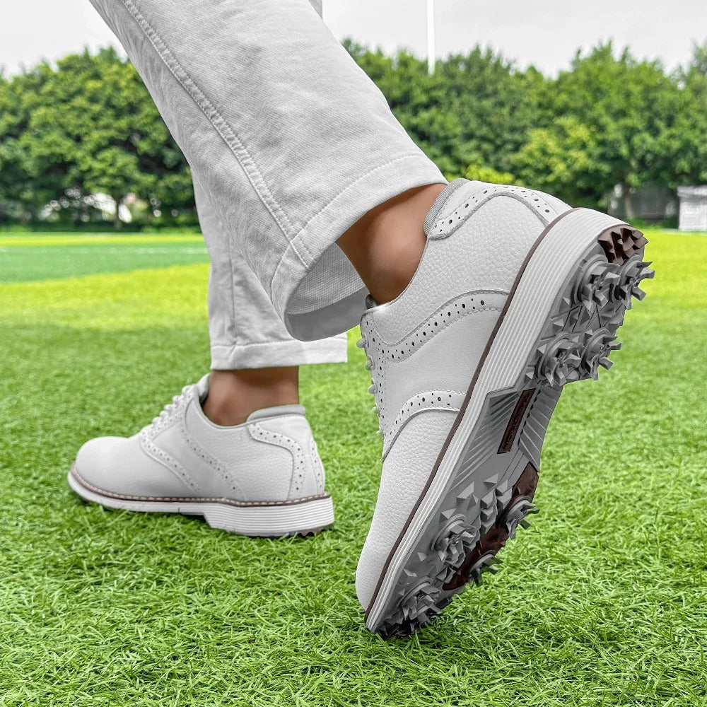 Men's Water-Resistant Spiked Golf Brogue Shoes