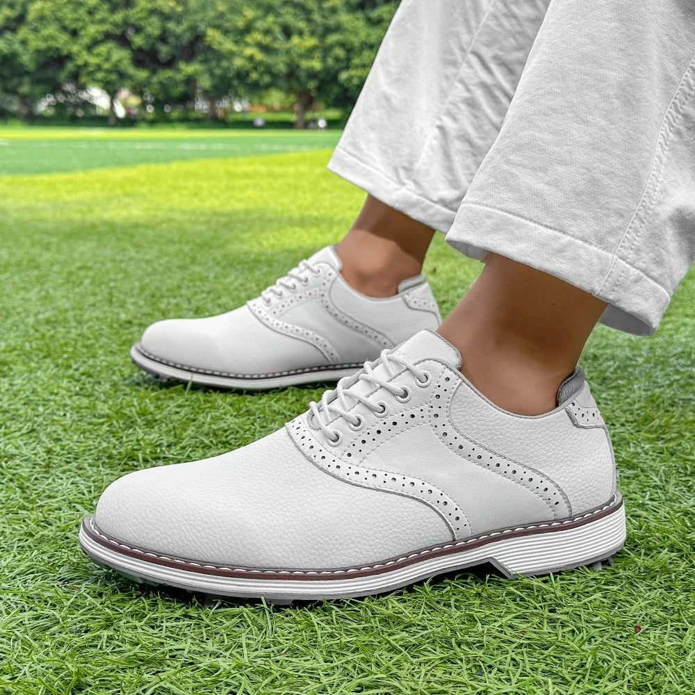 Men's Water-Resistant Spiked Golf Brogue Shoes