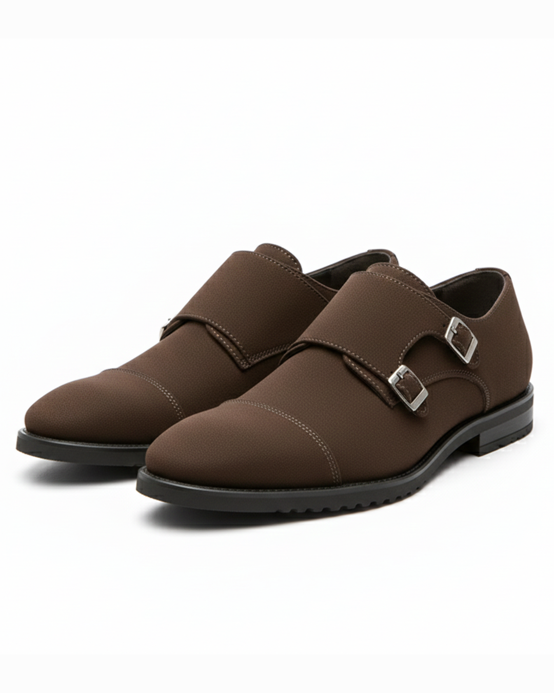 Men's Double Monk Strap Dress Shoes in Dark Brown and Black