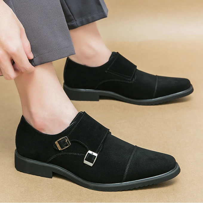 Men's Double Monk Strap Dress Shoes in Dark Brown and Black