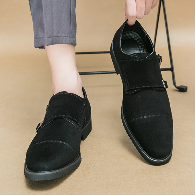 Men's Double Monk Strap Dress Shoes in Dark Brown and Black