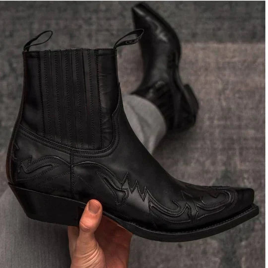 Men's Classic Western Cowboy Boots with Decorative Stitching