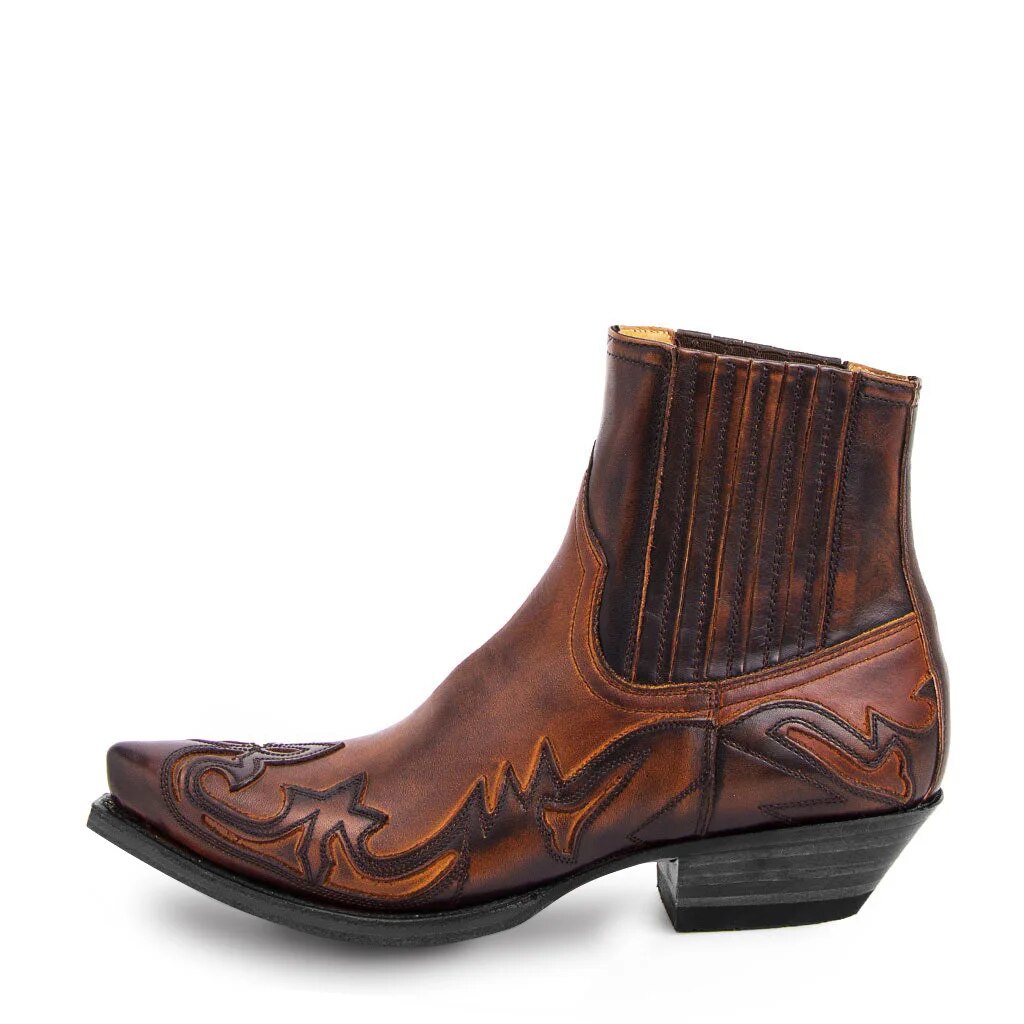 Men's Classic Western Cowboy Boots with Decorative Stitching
