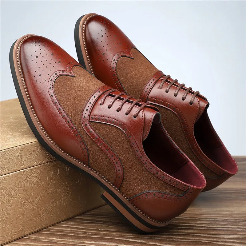 Two-Tone Wingtip Brogue Oxfords for Men