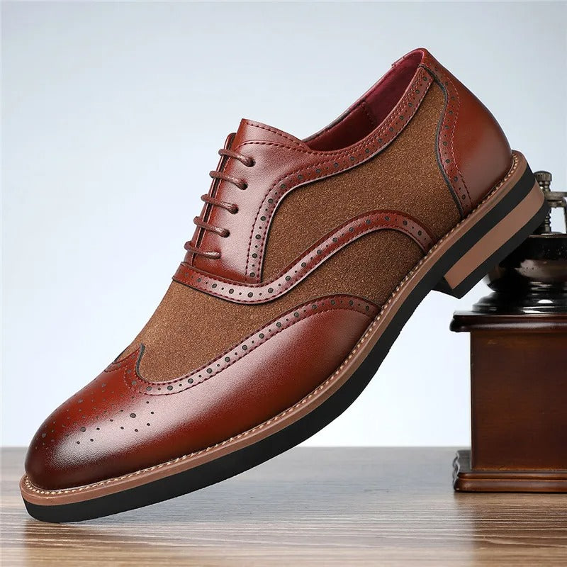 Two-Tone Wingtip Brogue Oxfords for Men