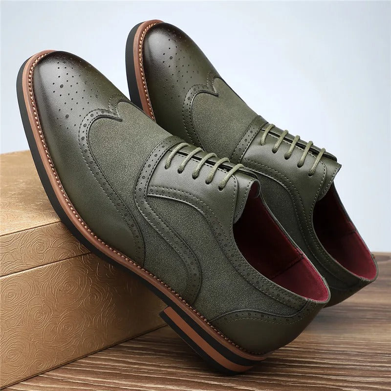 Two-Tone Wingtip Brogue Oxfords for Men