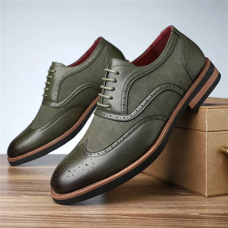 Two-Tone Wingtip Brogue Oxfords for Men