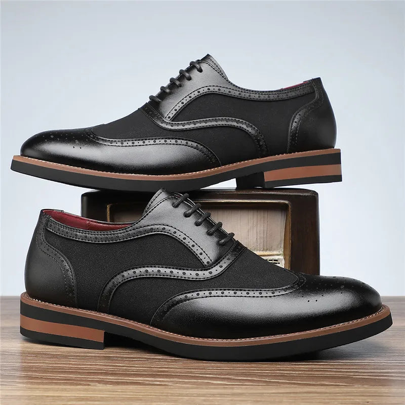 Two-Tone Wingtip Brogue Oxfords for Men