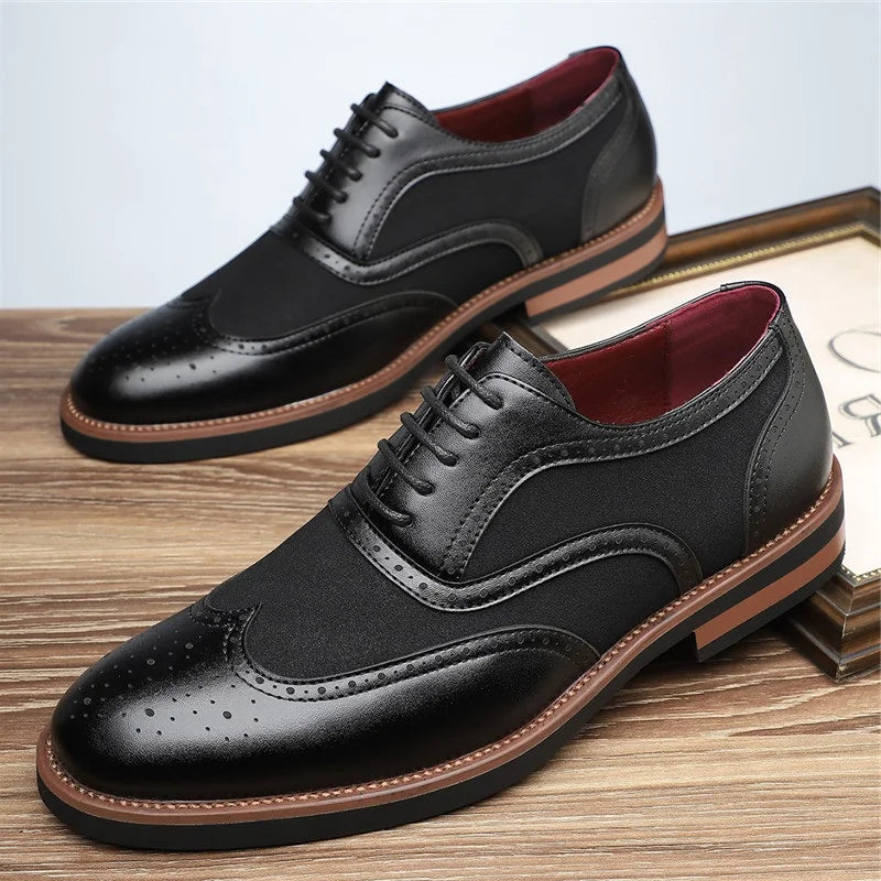 Two-Tone Wingtip Brogue Oxfords for Men
