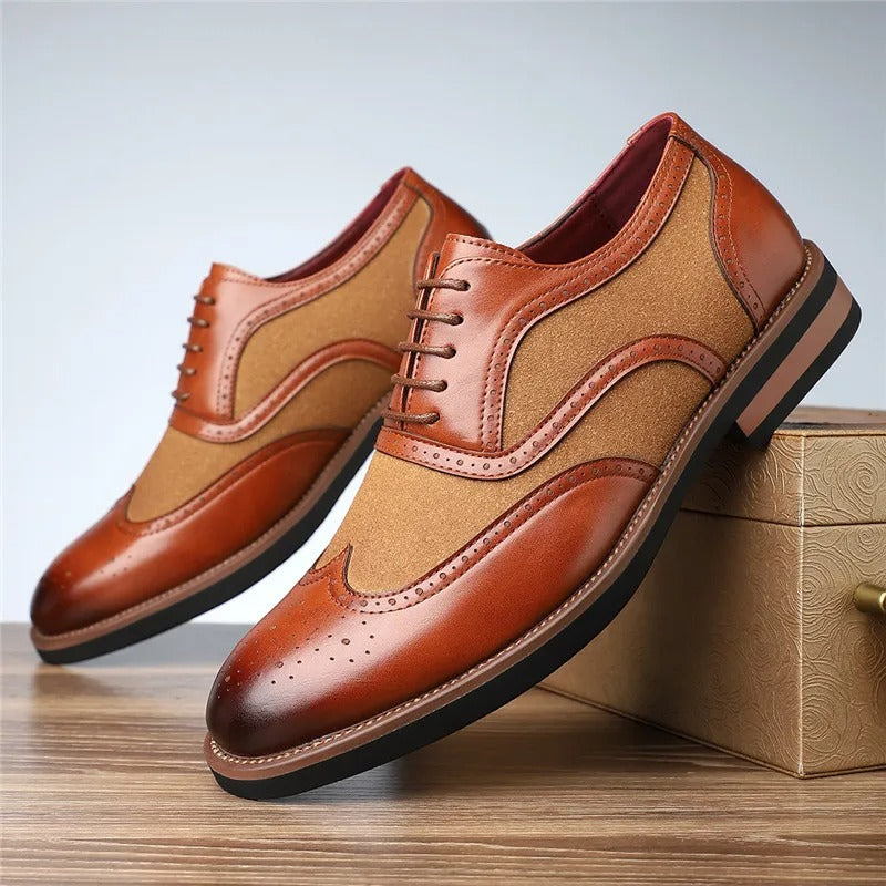 Two-Tone Wingtip Brogue Oxfords for Men