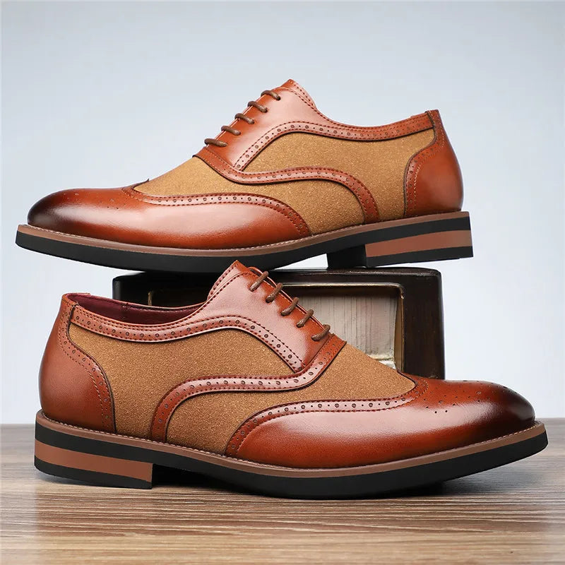 Two-Tone Wingtip Brogue Oxfords for Men