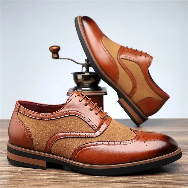Two-Tone Wingtip Brogue Oxfords for Men