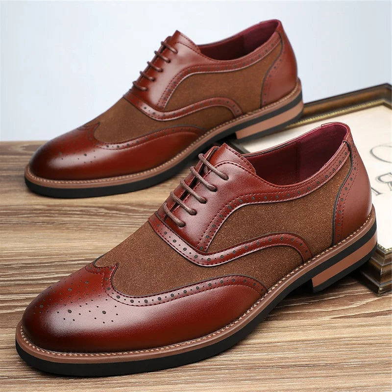 Two-Tone Wingtip Brogue Oxfords for Men